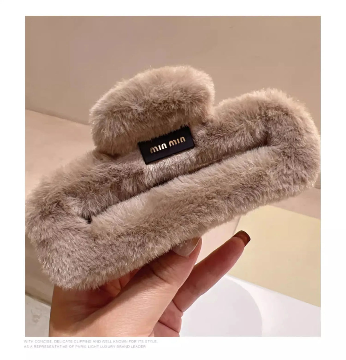 Autumn and winter trend imitation rabbit fur grab clip large square Maillard head shark clip multi-volume hair accessories