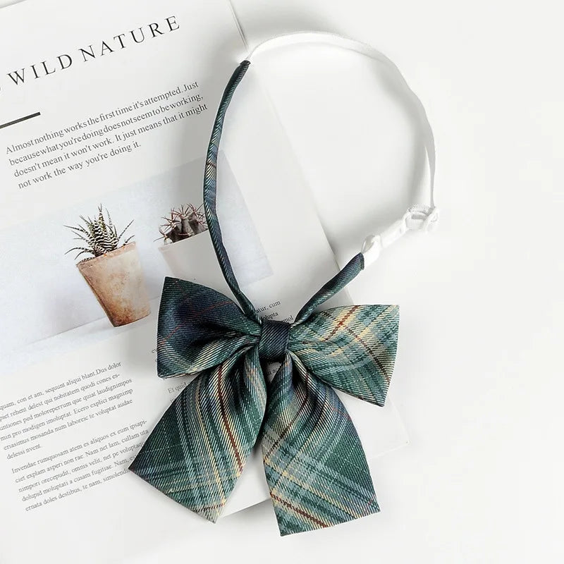 Fashion JK Bowtie Women College Student Collar Tie Cotton Plaid Bowknot Lolita Girls Adjustable Butterfly Anime Cosplay Cravat