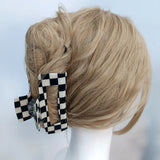 Clearance_Black White Checkered Rectangle Hair Claw Clips For Women Girls Fashion Hair Clips For Styling Claw Clamps Hair Access