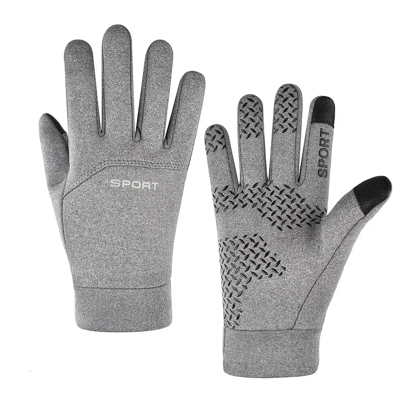 Men Winter Waterproof Cycling Gloves Outdoor Sports Ski Running Motorcycle Touch Screen Fleece Gloves Non-Slip Warm Full Fingers