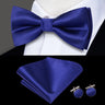 Hi-Tie Brand Silk Pre-tied Men's Bow Tie Hanky Cufflinks Set Bowtie for Male Jacquard Solid Paisley Floral Wedding Business Gift