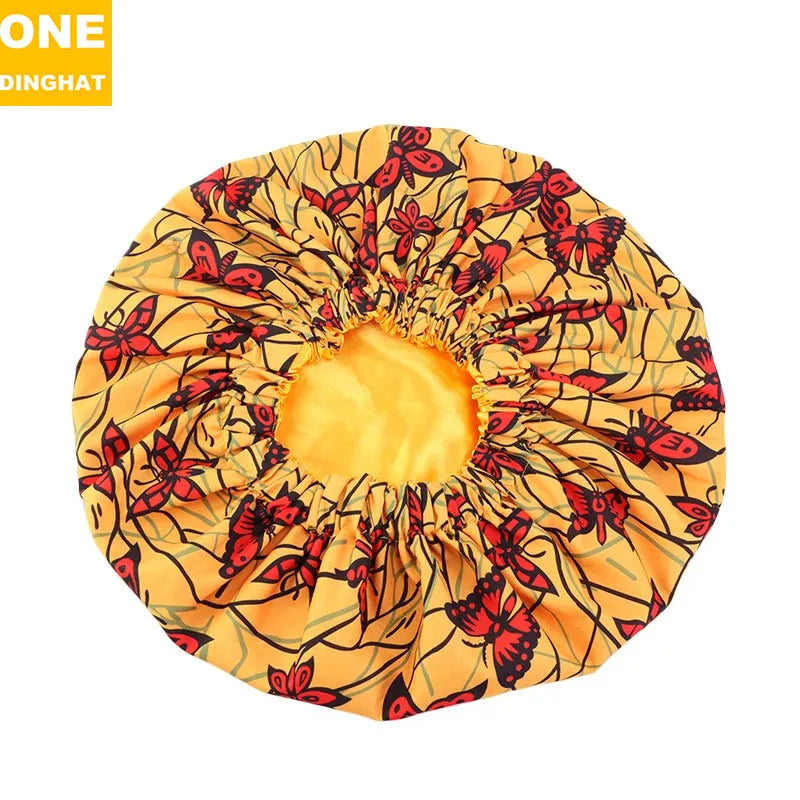 2020 New No. plus-Sized African Printing round Cap Double-Layer Satin Lining Wide Edge Nightcap Chemotherapy Hat