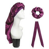 3Pcs Elastic Wide Edge Satin Bonnet Long Hair Hat Sleeping Hats Wrap Night Cap Hair Care Bonnet for Women Men Unisex Cap