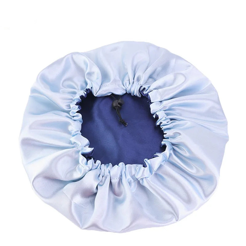 Double-Sided Sleeping Hat Adjustable Nightcap Bathing Hat Girl Sleep Protector Tool
