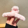 New Winter Faux Fur Hair Claw for Women Elegant Acrylic Crab Barrette Hairpin Girl-Hair Furry Headwear Hair Claw Clip