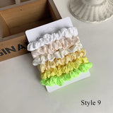 6PCS Colorful Satin Silk Hair tie Elastic Hair Bands hair elastics Women Simple Silky Satin Hair Scrunchies Set Hair Accessories