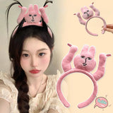 Headbands New Pink Bunny Hair Band Quirky Fun Plush Headband Grip Bangs Cute Photo Decoration Hair Bands Headdress