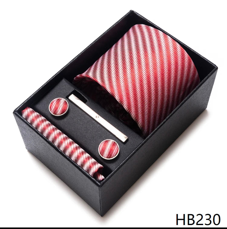 Tie For Men Brand New Style Wedding Gift Tie Pocket Squares Set Necktie Box Men Black Suit Accessories