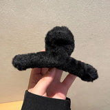 Winter Faux Fur Hair Claw for Women Elegant Acrylic Crab Barrette Hairpin Girl-Hair Accessories Furry Headwear Hair Claw Clip