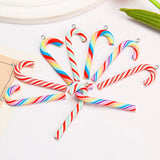 10Pcs  Simulation Polymer Clay Christmas Cane Rainbow Candy Charms Christmas Pendants for Earrings Keychains DIY Jewelry Making