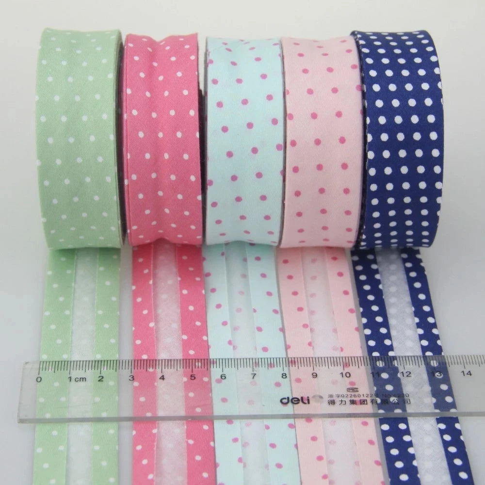 25mm Cotton Folded Bias Tape Ironed Bias Binding for Garment Table Cloth Quilt DIY craft sewing tape 5meters/lot