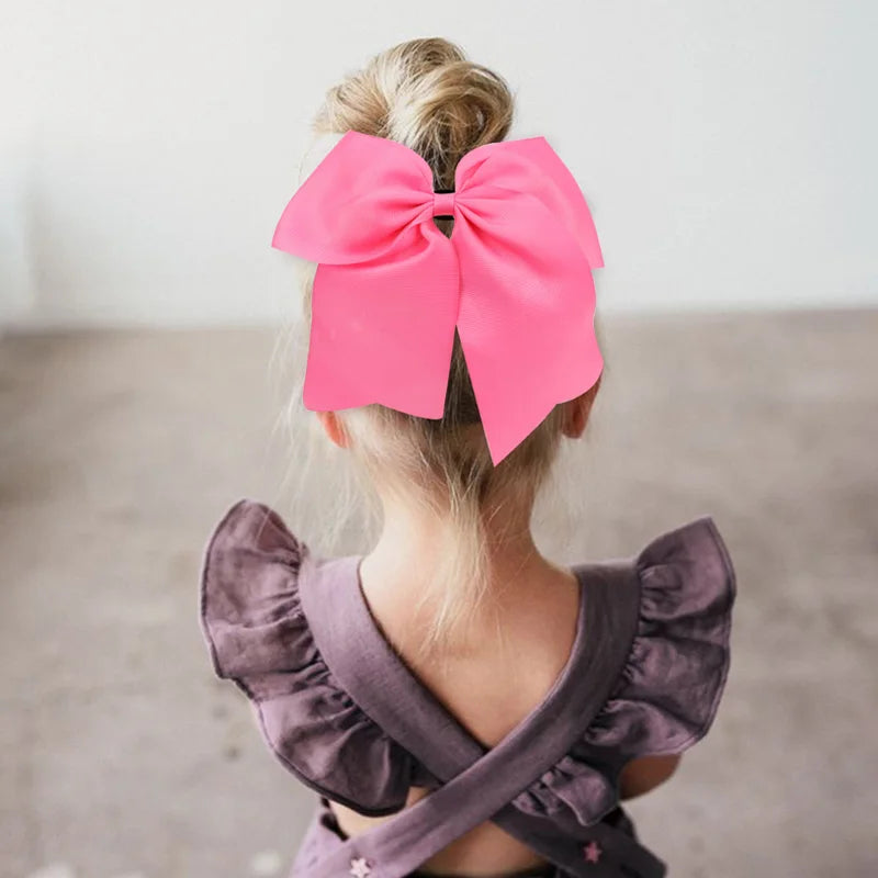 8'' Large Elastic Hair Bows Head Rope Bands Grosgrain Ribbon Hair Ties Boutique Bow Tie For Girls Headwear Hair Accessories