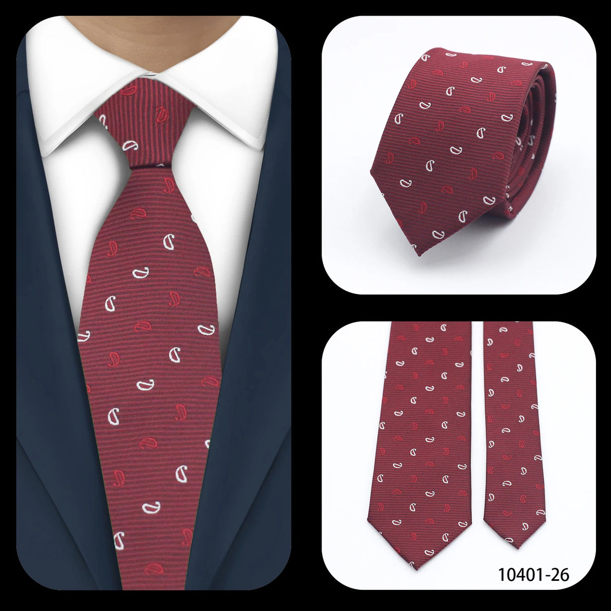 LYL 7CM Luxury Jacquard Red Dots Business Necktie Western Accessories Wedding Guest Gift Bolus Tie Items