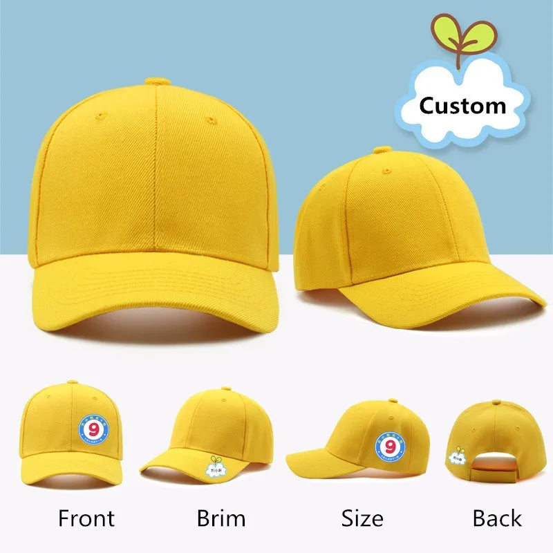 Kids casual custom baseball cap Boy girls parent-child sports hat Hip hop snapback hat with DIY logo design Gorros