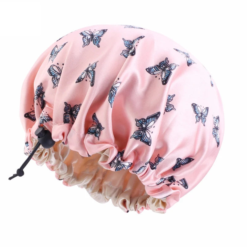 Kids Girls Sleep Cap Floral Print Hair Bonnet Satin Night Sleep Hat Turban Sleeping Hat Children Hair Care Bonnet Nightcap Caps