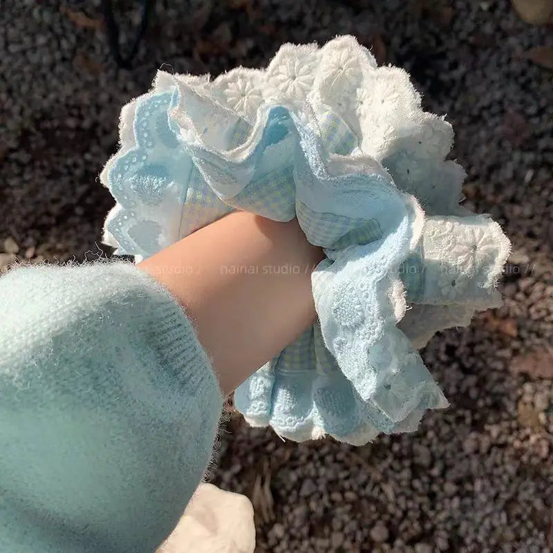 Oversize Women Lace Scrunchies Elastic Hair Bands Ponytail Holder Tie Hair Hoop Scrunchy Rubber Band Women Hair Accessories