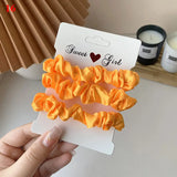 3Pcs/Set Silky Hair Scrunchies Ponytail Holders Elastics Hair Ties For Women Silk Satin Solid Color Hair Rope Hair Accessories