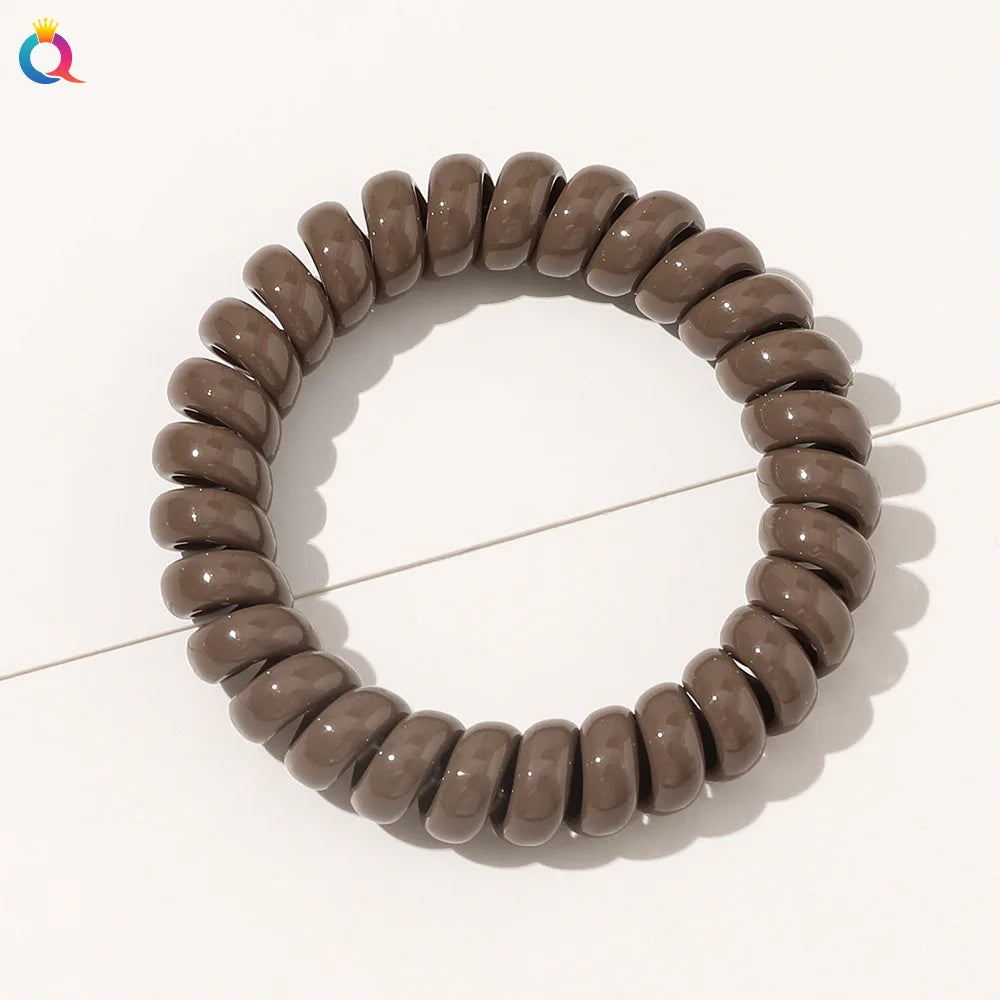 High Elasticity Telephone Coil Hairbands Women Spiral Hair Ties Girls Hair Rings Rope Solid Color Hair Accessories Gum Scrunchy