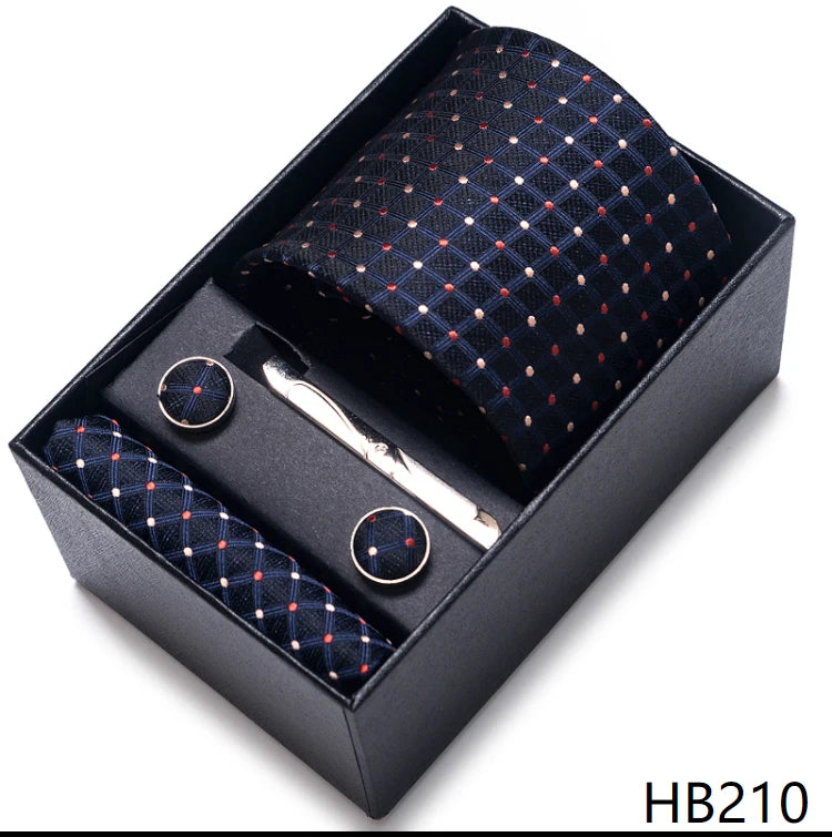 Tie For Men Brand New Style Wedding Gift Tie Pocket Squares Set Necktie Box Men Black Suit Accessories