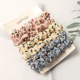 6Pack Women Elastic Hair Bands Cute Hair Ties Gum Print Girls Scrunchies Set Ponytail Holder Small Scrunchy Hair Accessories