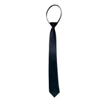 Pre-Tie Zipper Necktie Men Women Slim Narrow Neck Tie Retro Color Safety Clip Tie Business Funeral Butler Matte Black Tie