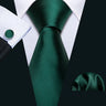 Luxury Silk Mens Ties Set Black Green Leaves Floral Neck Tie Handkerchief Cufflinks Set Wedding Business Party Barry·Wang 5938