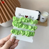 3Pcs/Set Silky Hair Scrunchies Ponytail Holders Elastics Hair Ties For Women Silk Satin Solid Color Hair Rope Hair Accessories