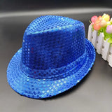 Men Women Jazz Hat Sequins Dance Performance Top Hat Disco Glitter Costume Hip Hop Cowboy Hat Parent-Child Shiny Party Cap