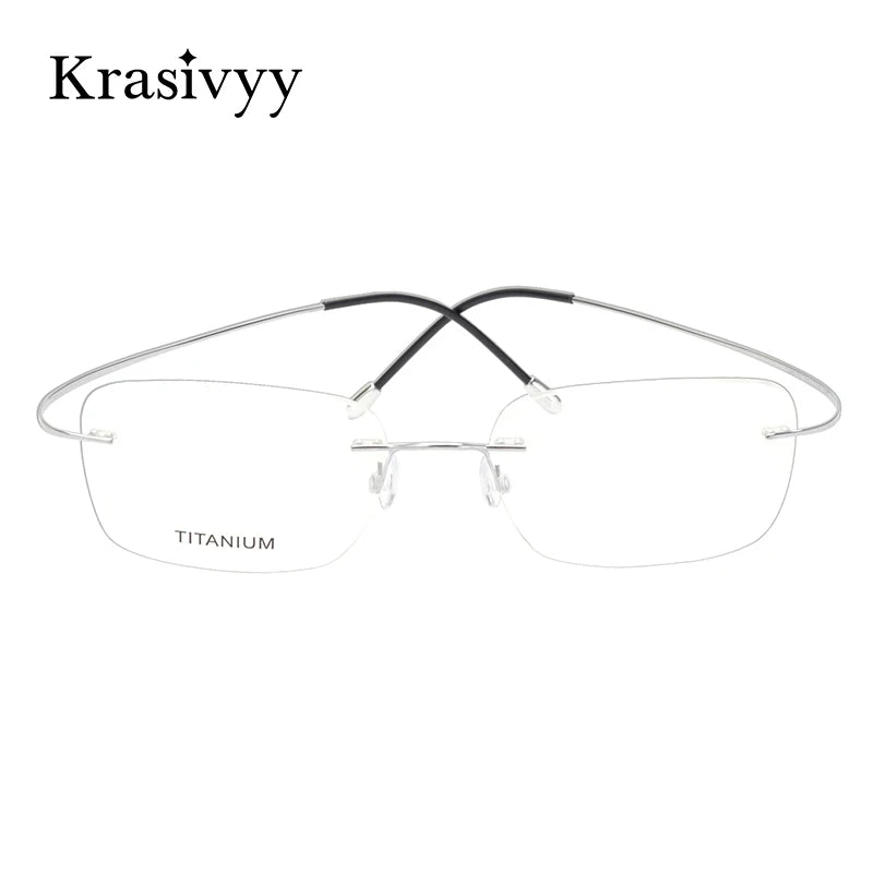 Krasivyy Pure Titanium Rimless Glasses Frame Men Prescription Eyeglasses Germany Women Myopia Optical Frame Screwless Eyewear