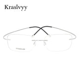 Krasivyy Pure Titanium Rimless Glasses Frame Men Prescription Eyeglasses Germany Women Myopia Optical Frame Screwless Eyewear