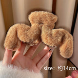 New Plush Hair Claw Women Elegant Acrylic Hairpins Faux Fur Hair Clip Barrette Crab Headwear for Girls Hair Accessories