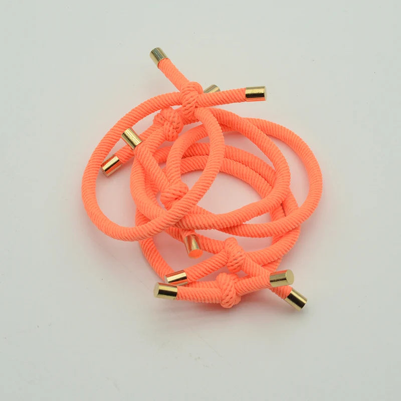 10PCS 5mm Knotted Twilled Elastic Hair Bands Golden Ends Hair Ties for fashion girls elasticity ponytail holders hair scrunches