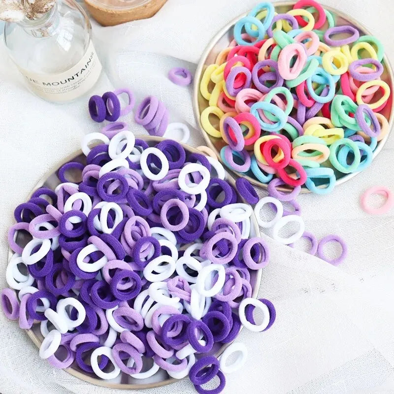 100pcs Girl Hair Bands Small Circle High Elastic Headband Hair Accessories Kids Ponytail Fixed Fashion Headband Headwear