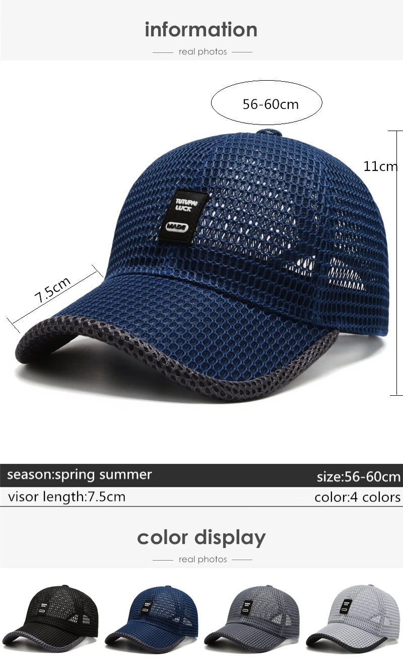 2023 Men's Mesh Baseball Cap Breathable Summer Caps Dad Hat Outdoor Fishing Hats Bone Gorras Snapback Trucker Cap Women hat