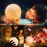 LED Night Light Moon Lamp DIY Starry Lamp Full Moon 3D Lamp Bedroom Decor Kids Birthday Gift Battery Power with Wooden Stand