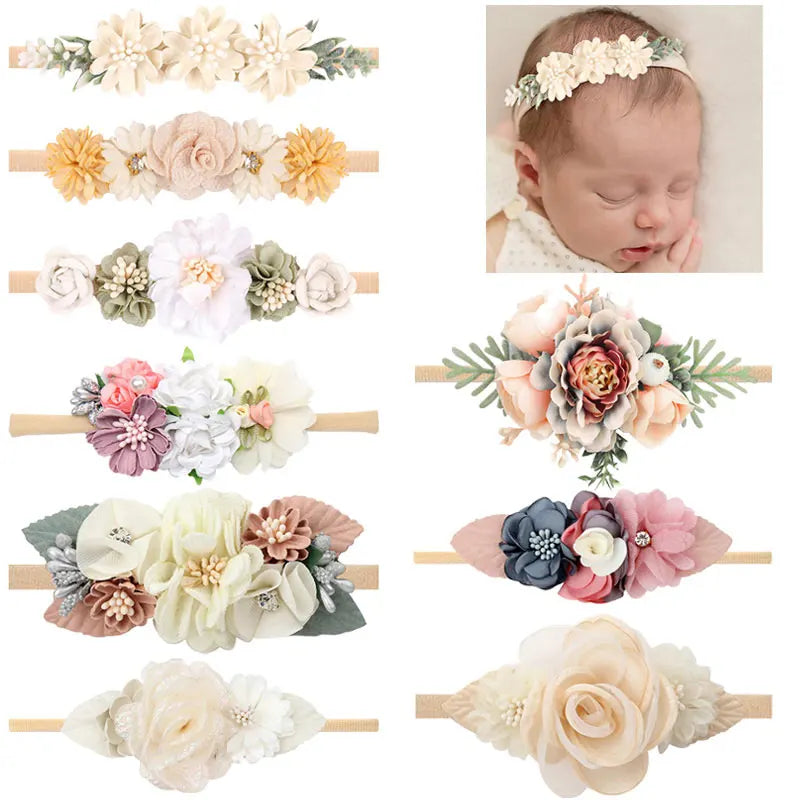 Baby Headband Flowers For Girls Cute Elastic Floral Hair Bands Newborn Toddler Headwear Nylon Headbands Kids Hair Accessories