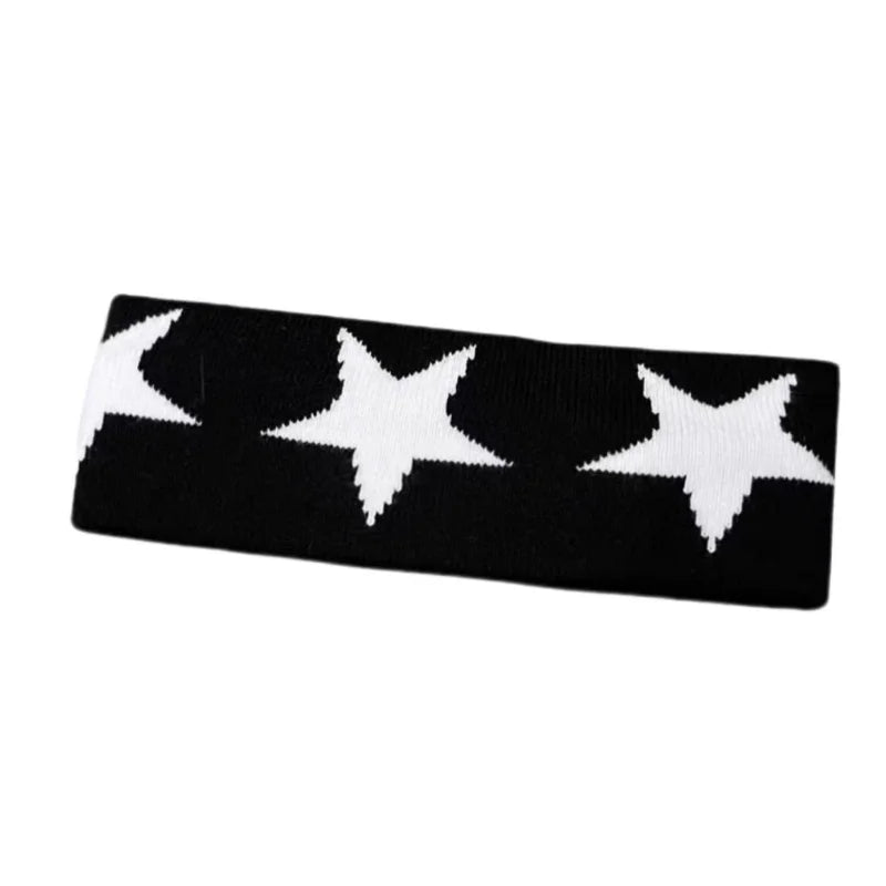 Star Embroidery Sports Headband for Running, Cycling, Yoga | Black Headbands for Women No Slip Soft Hair Accessories