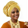Fashion Women Elastic Ruffle African Turban Cap Lady Head Wraps Nigeria Wedding Auto Gele Headtie Party Headgear Headwear Hat