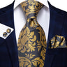 2022 New Design Yellow Gold Paisley Fashion Brand Tie for Men Wedding Party Necktie Handky Cufflinks Gift Wholesale Hi-Tie