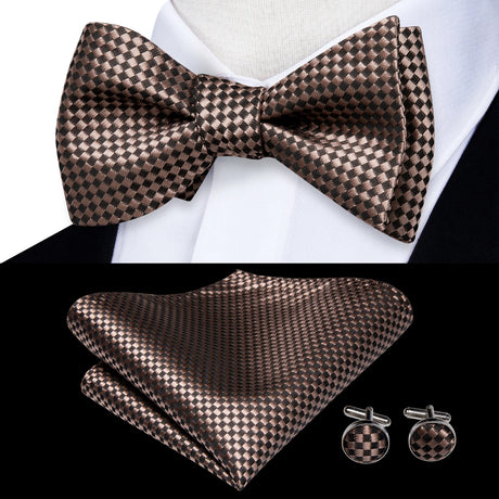 Dropshipping Jacquard Silk Mens Self Bow Tie Hanky Cufflinks Set Male Butterfly Knot Bowtie Wholesale for Male Wedding Business