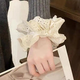 Lace Scrunchies for Women Elastic Hair Bands Ponytail Holders Tie Solid Color Hair Hoop Scrunchy Rubber Bands Women Hair Ring