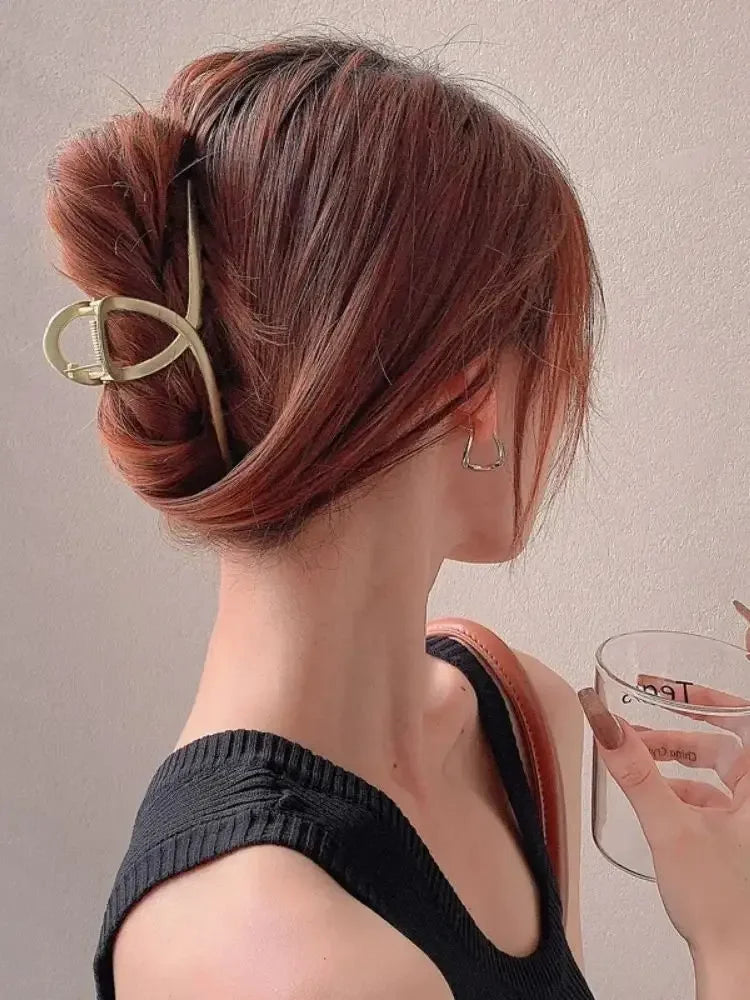 Gold Color Hollow Geometric Hair Clips Metal Hair Claw Cross Hairclip Headband Hairpin Hair Crab Women Hair Fashion Accessories