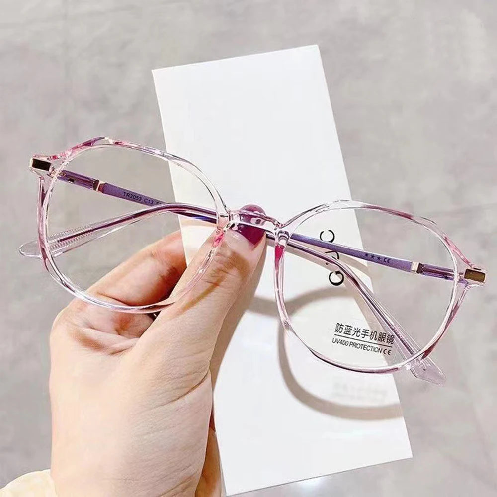 Fashion Women Anti Blue Light Glasses Blue Light Blocking Eyewear Luxury Brand Round Optical Spectacle Frame Computer Glasses