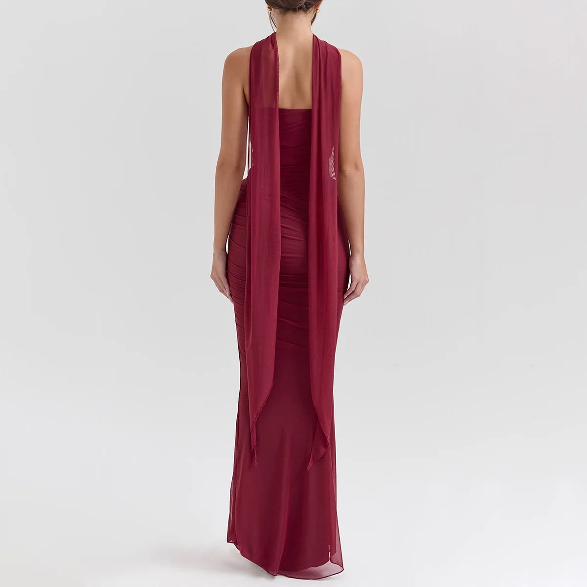 Suninheart Elegant 2 Pieces Dress Set with Scarf Women Fashion Matching Sets Sexy Cropped Top and Long Dress Set Casual Dress