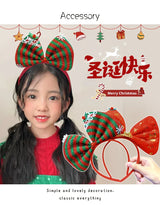 Navidad Bows Elastic Headbands for Adult Children's Hair Accessories Happy Christmas New Year Party Merry  Xmas Headdress Supply