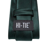 Tie for Men Dark Green Solid 2023 New Fashion Brand Wedding Party Necktie Set Handky Cufflinks Gift Wholesale Hi-Tie Designer