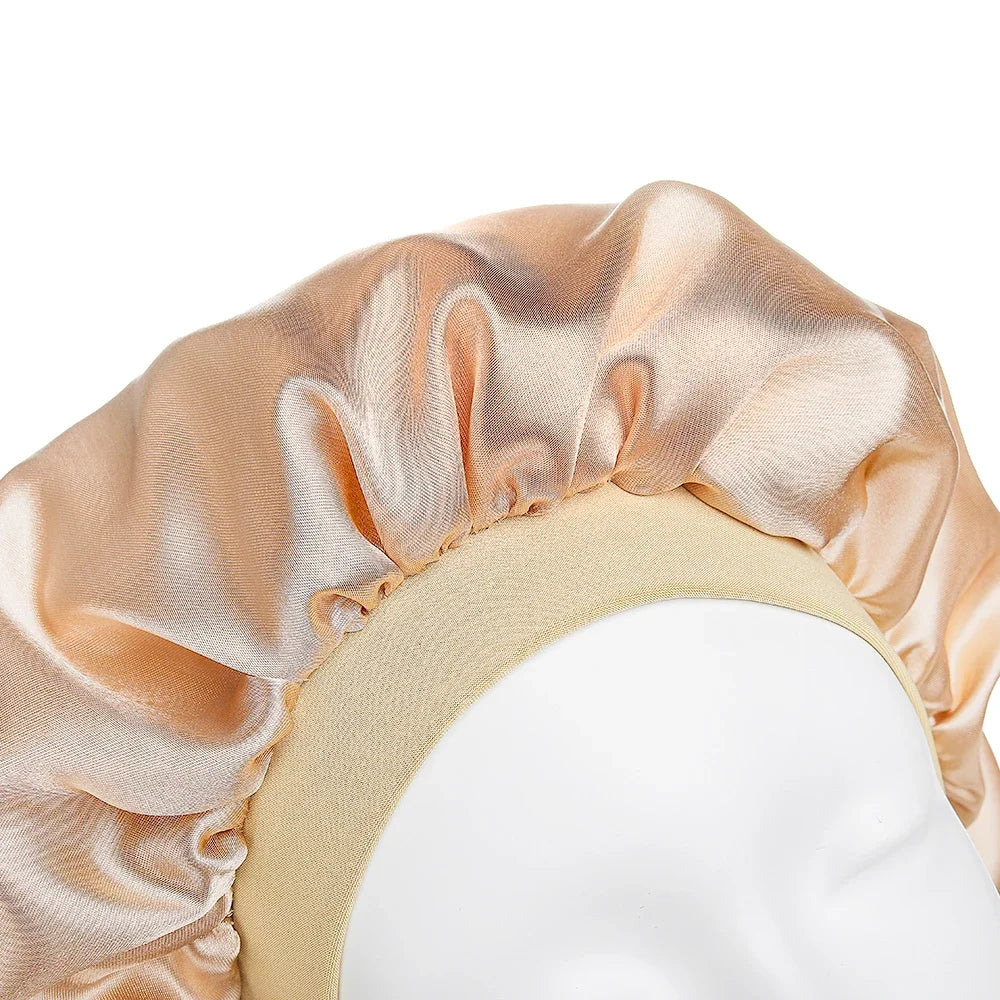 3Pcs Elastic Wide Edge Satin Bonnet Long Hair Hat Sleeping Hats Wrap Night Cap Hair Care Bonnet for Women Men Unisex Cap