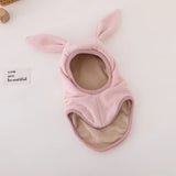 Winter Warm Rabbit Ear Baby One-Piece Hat Kids Ear Protection Cap Boy Girl Outdoor Windproof Hood Beanies Plush Balaclava Hat