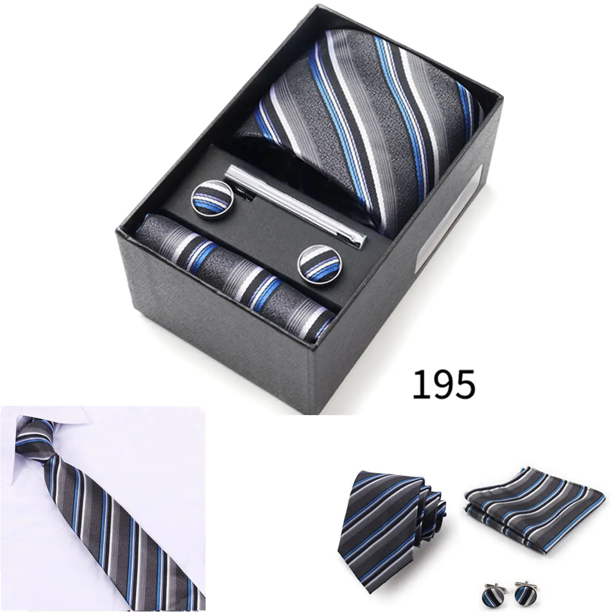 Men's Tie Gift Box With Neckties Handkerchiefs Cufflinks Tie Clips 6-Piece sets Group Business Wedding Festival Formal Ties