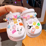 New Sanrio Kuromi LED Shoes Accessories Cartoon Peripheral Cinnamoroll Melody Pompompurin Charm Buckle Charms Kids Gift